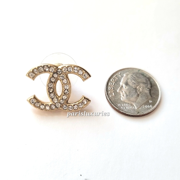 CHANEL Large Gold CC Logo Crystal Swarovski Rhinestone - Picture 2 of 3
